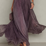 Flavia - Abito Lungo Viola con Scollo a Goccia da Donna