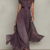 Flavia - Abito Lungo Viola con Scollo a Goccia da Donna