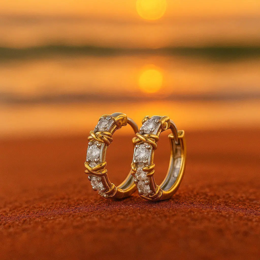 Orecchini in argento e oro zirconio Bella Roma