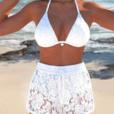 Porto Cervo - Elegante bikini in pizzo monocolore