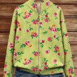 Constance™ | Floral Zip Cardigan in Pink and Lime