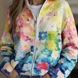 Augusta™ | Ombre Floral Watercolor Zip Cardigan