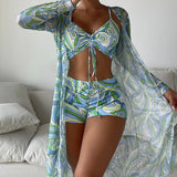 Cefalù - Set di Bikini a 3 Pezzi con Motivo Stampato