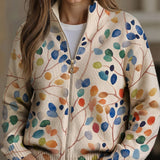 Imogene™ | Cardigan con zip e stampa botanica a foglia