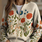 Wrenna™ | Floral Print Zip-Up Cardigan